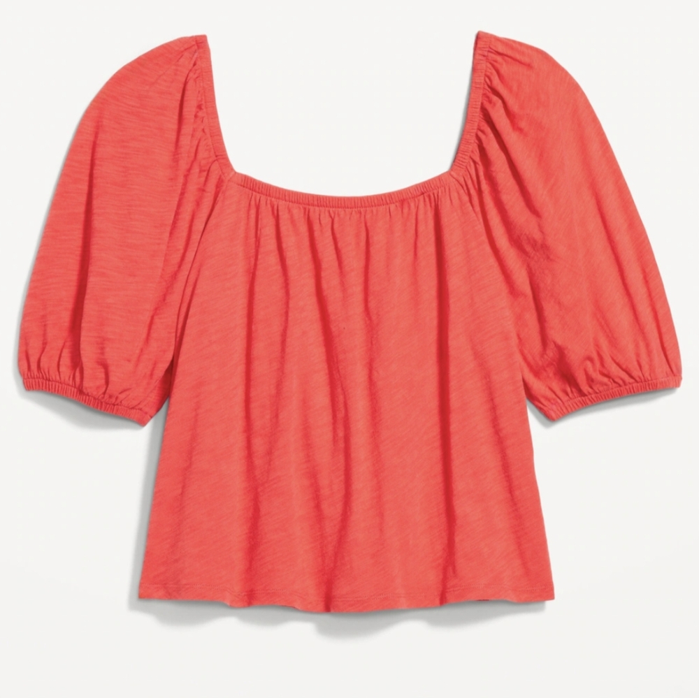 Old Navy NWT Bright Coral, Puff Sleeve Top. Size L